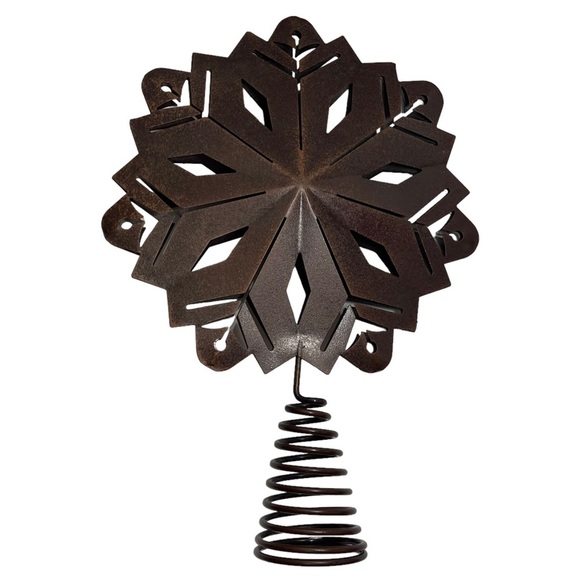 Snowflake Die-cut Tree Topper‎ Copper Brown Rustic Colored Christmas Metal Decor - Picture 1 of 7